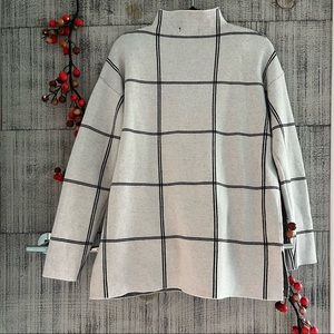 Tahari checkered mock neck sweater